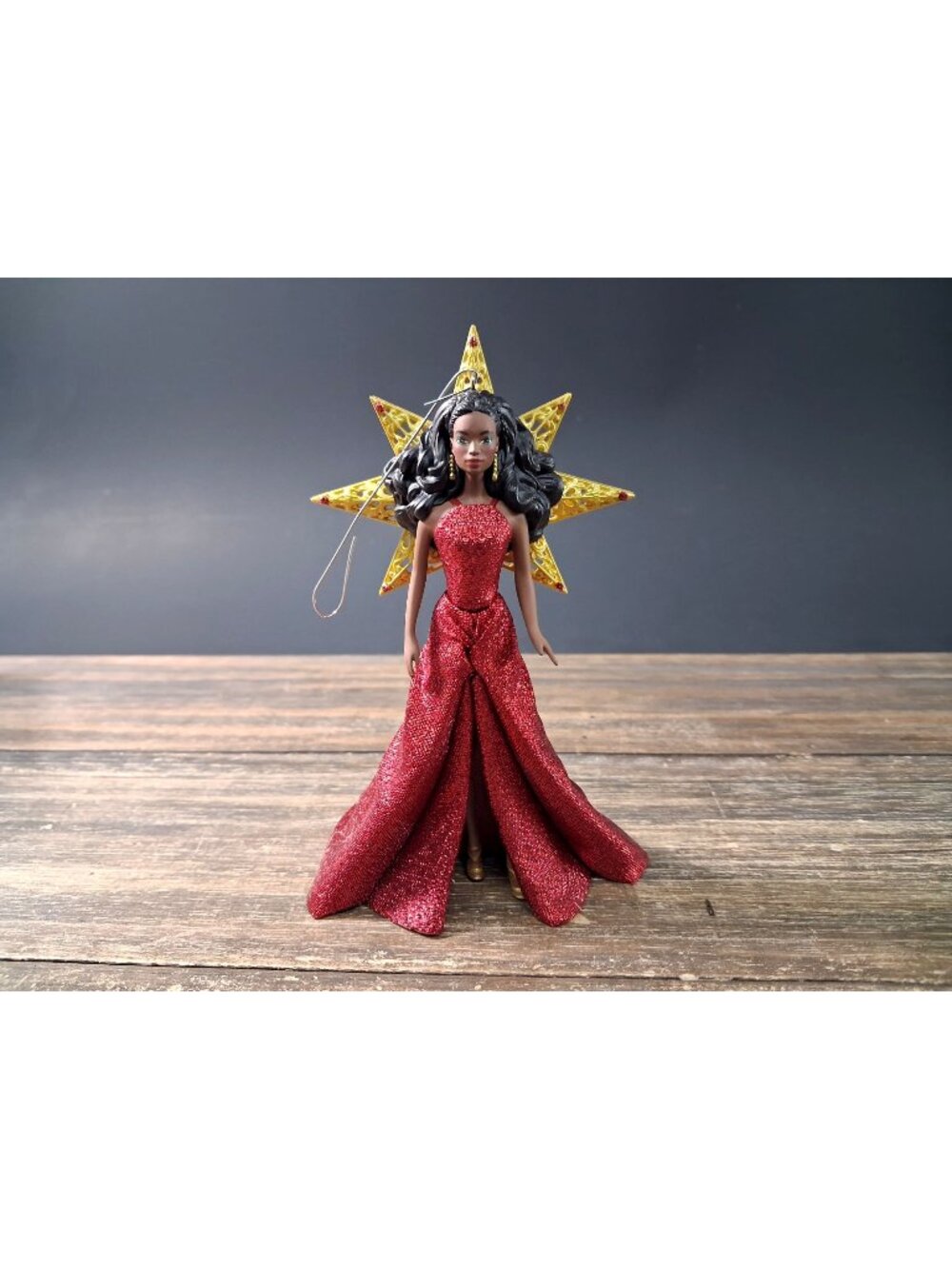Holiday Barbie Ornament Hallmark Christmas 3rd Series Red Gown Dark Tone 2017